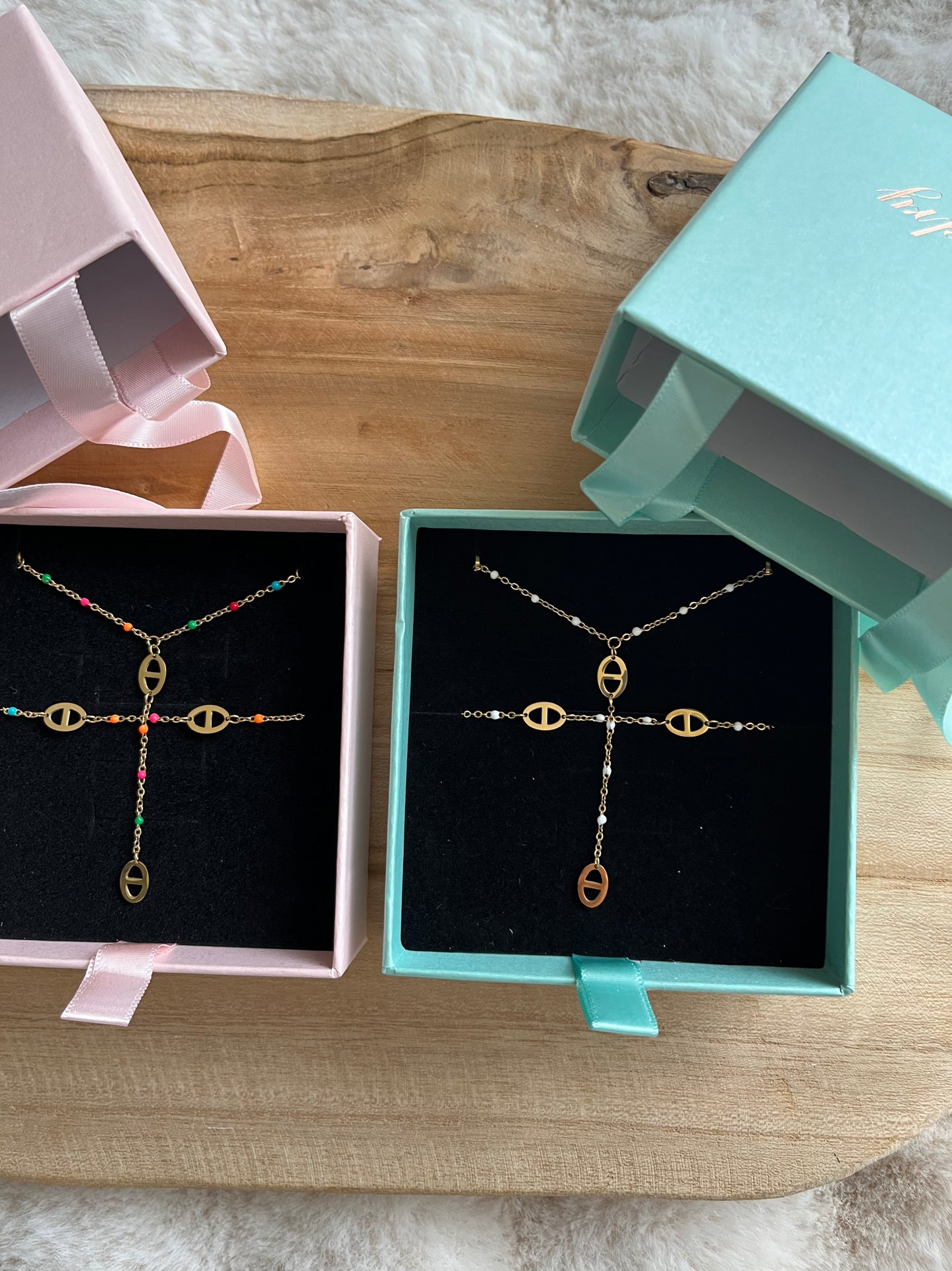 Coffret maille marine doré en acier inoxydable ( couleurs au choix )